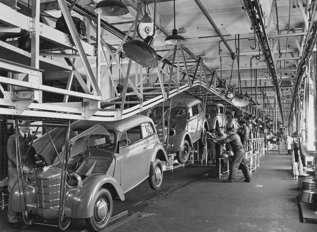 Opel Kadettek a gyártósoron 1938-ban